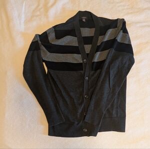 Men's Charcoal and Black Striped Sweater